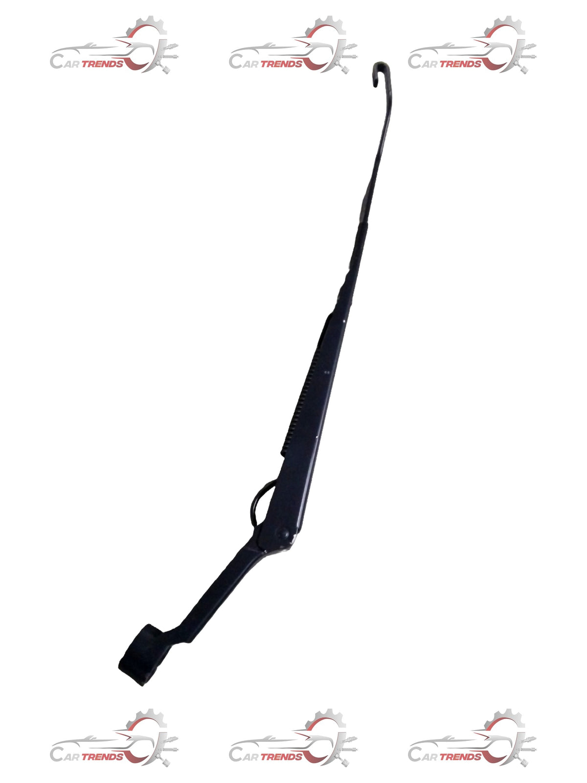 General Motors Chevrolet Beat wiper arm, durable replacement part, showing close-up of the black metal wiper arm with mounting details.