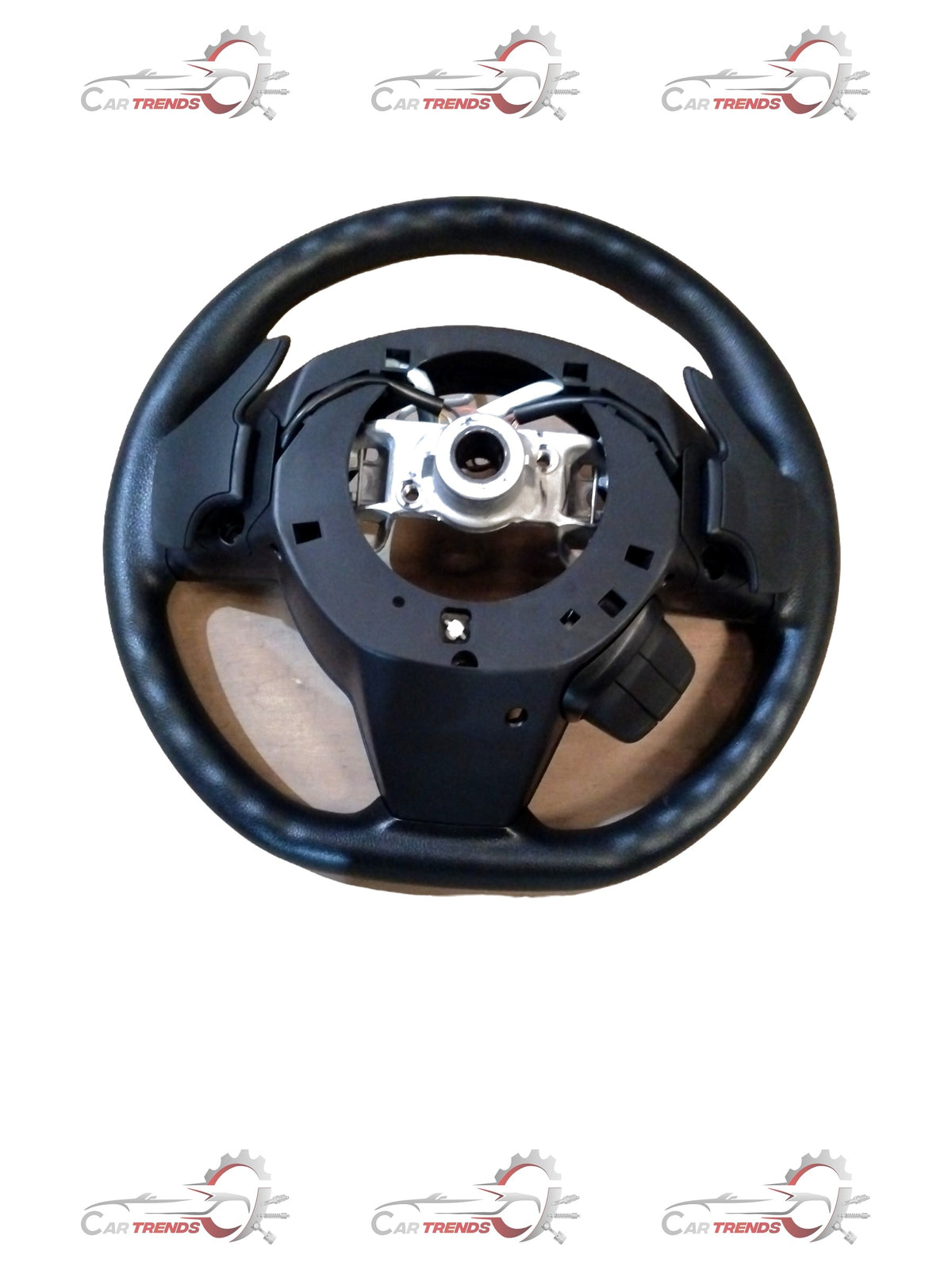 Maruti Suzuki XL6/Brezza base model steering wheel with black finish and integrated control buttons, designed for Maruti Suzuki vehicles.