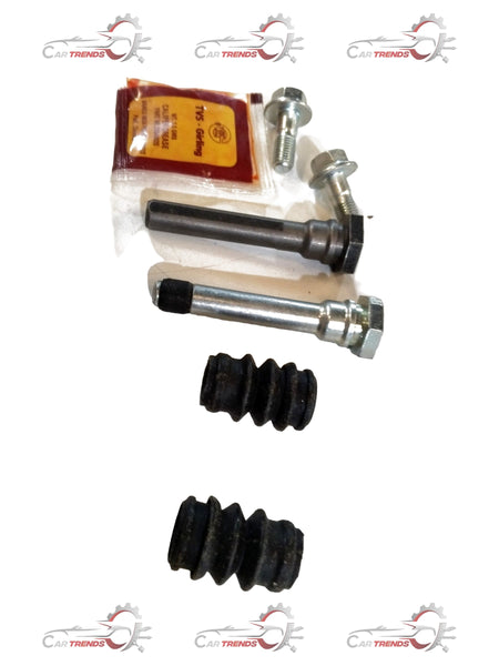 Pair of Maruti Suzuki sliding pin set 55850M60M00 for vehicle brake system, featuring metal pins and protective rubber boots.