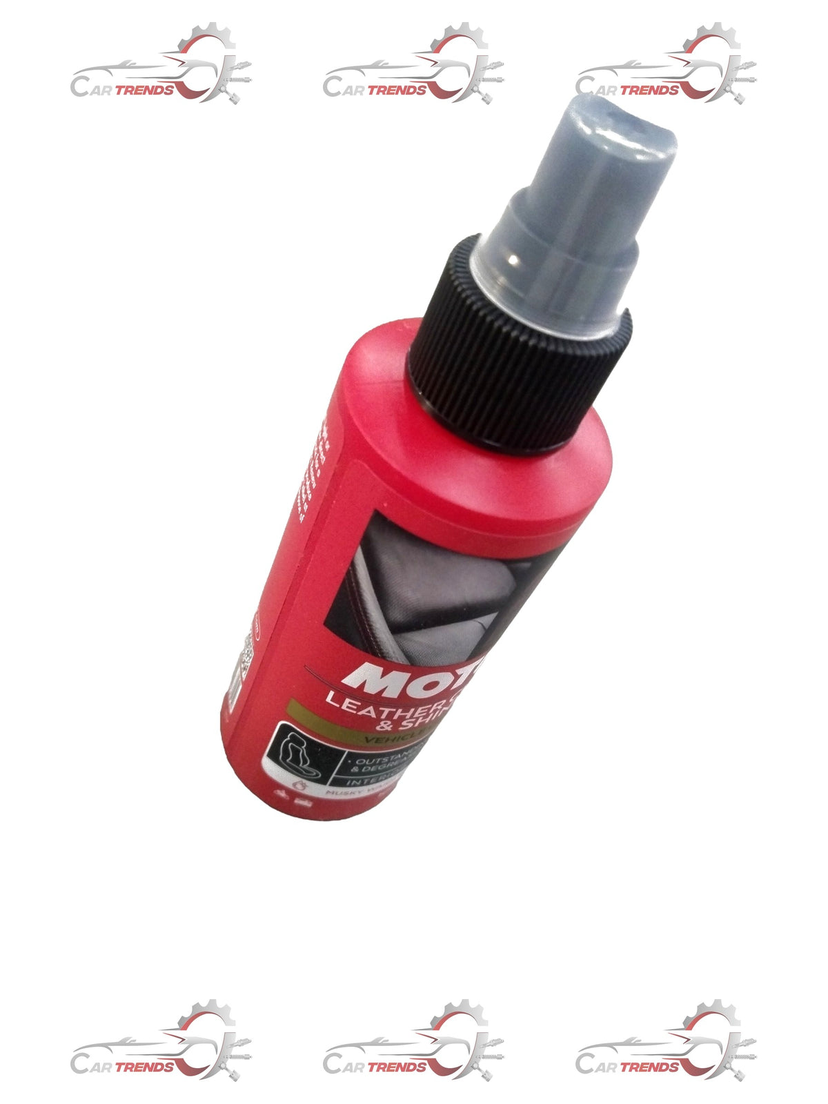 CarTrends Leather Clean & Shine kit with two 100ml bottles, designed for cleaning and polishing leather surfaces in vehicles.