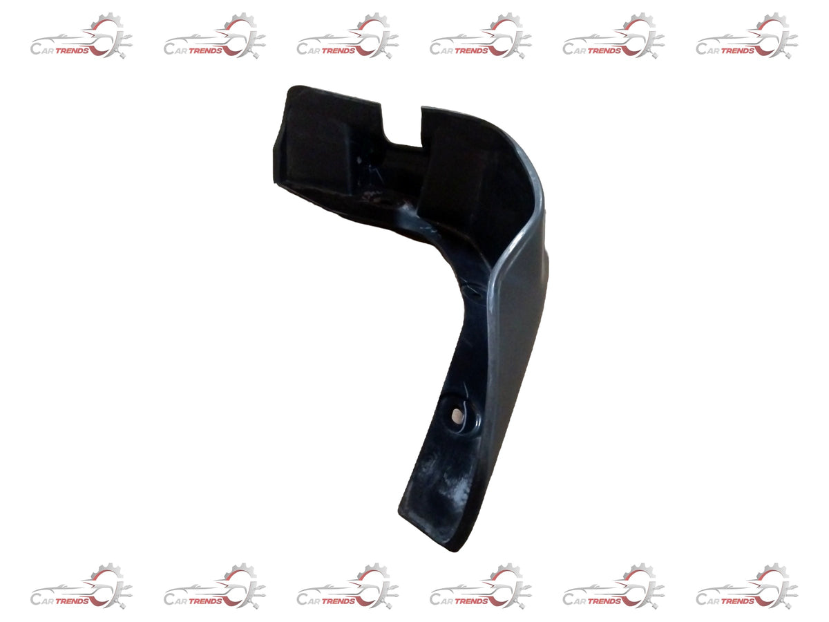 CarTrends left front mud guard for vehicle, showing close-up view of durable black plastic mud flap with mounting edge.