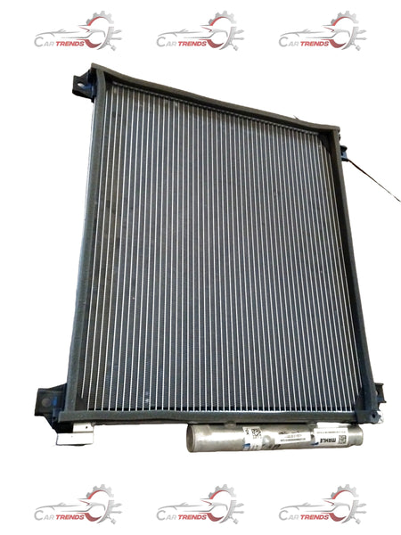 Maruti CarTrends AC condenser for WagonR 3rd gen and Celerio 2nd gen petrol/CNG models, showing the metal core and fittings