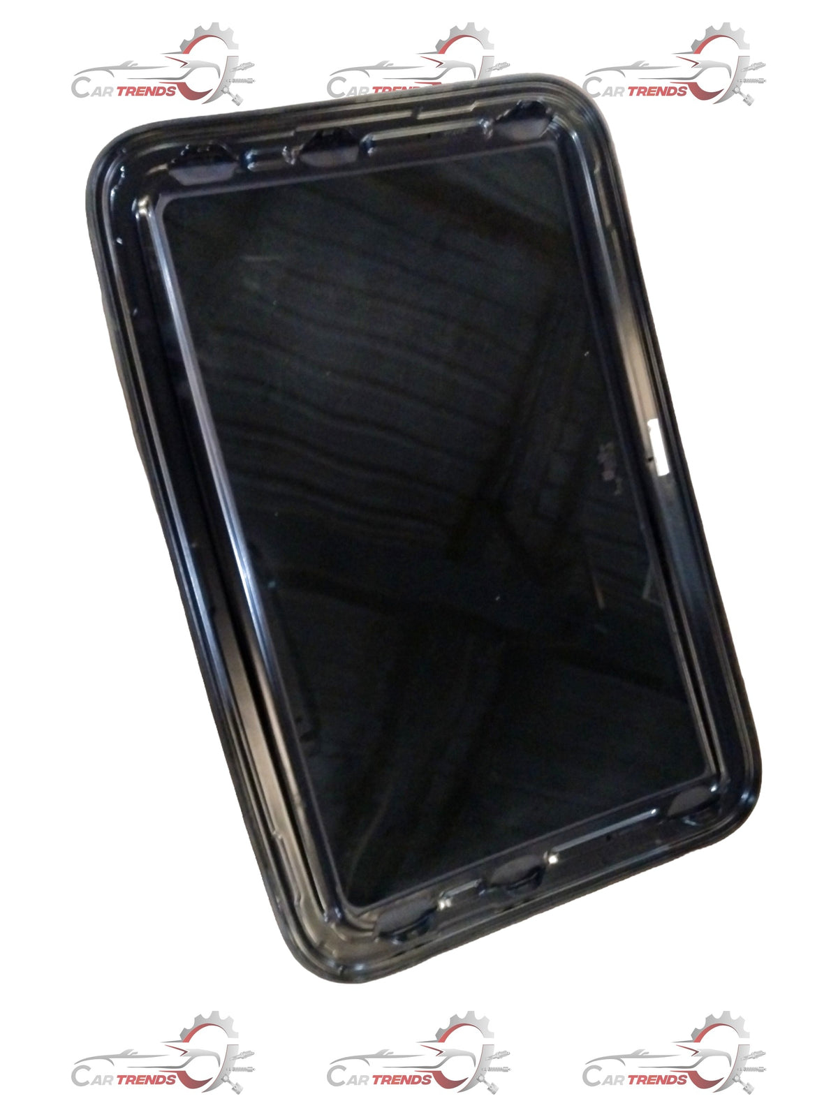 Volkswagen Virtus glass panel, #6JM877071B, showing the product close-up with transparent and reflective surface details.