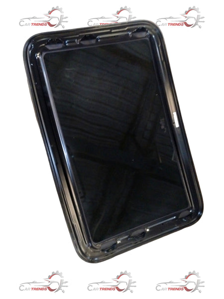 Volkswagen Virtus glass panel, #6JM877071B, showing the product close-up with transparent and reflective surface details.