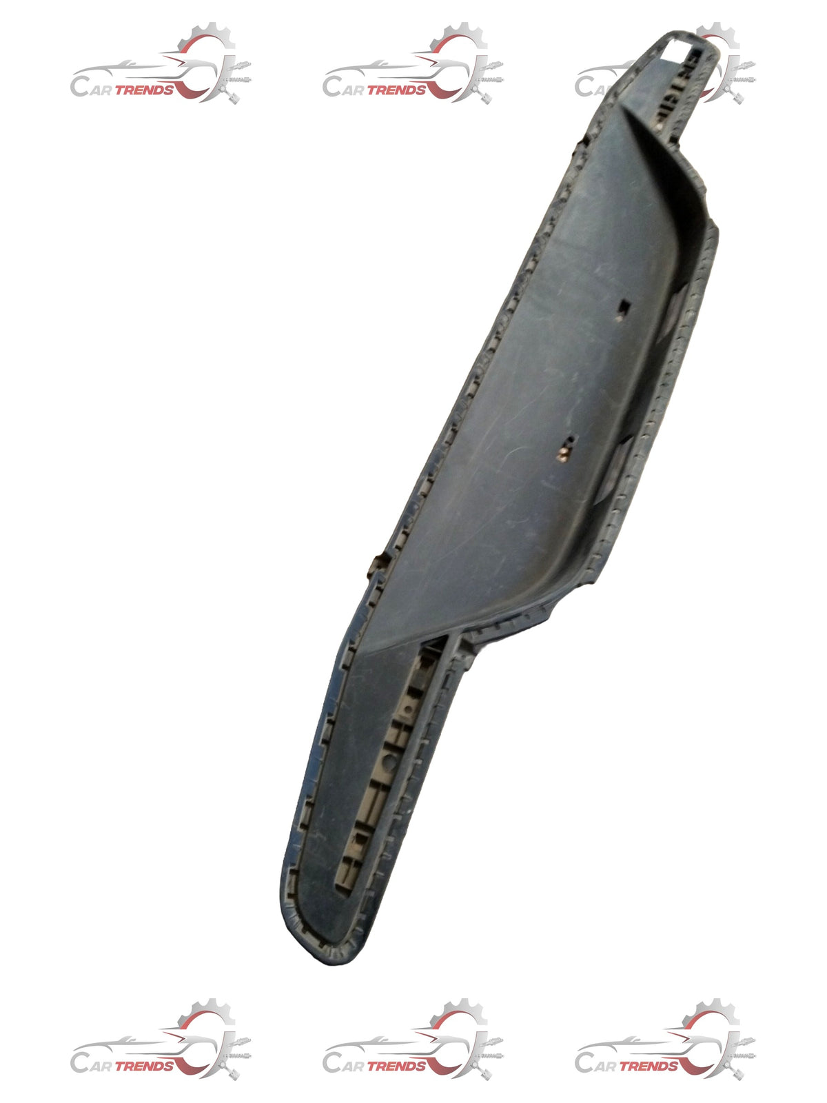 Hyundai Santro lower rear bumper in black, showing the exterior view with mounting points and smooth finish.