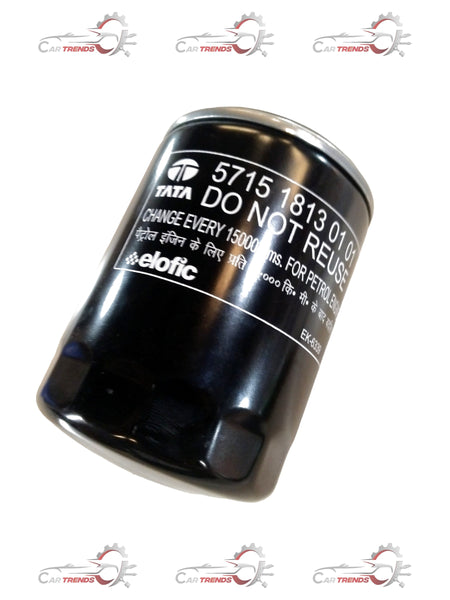 Tata oil filter assembly for Nexon, Tiago, Altroz, spare parts, showing the cylindrical filter component in a close-up image.