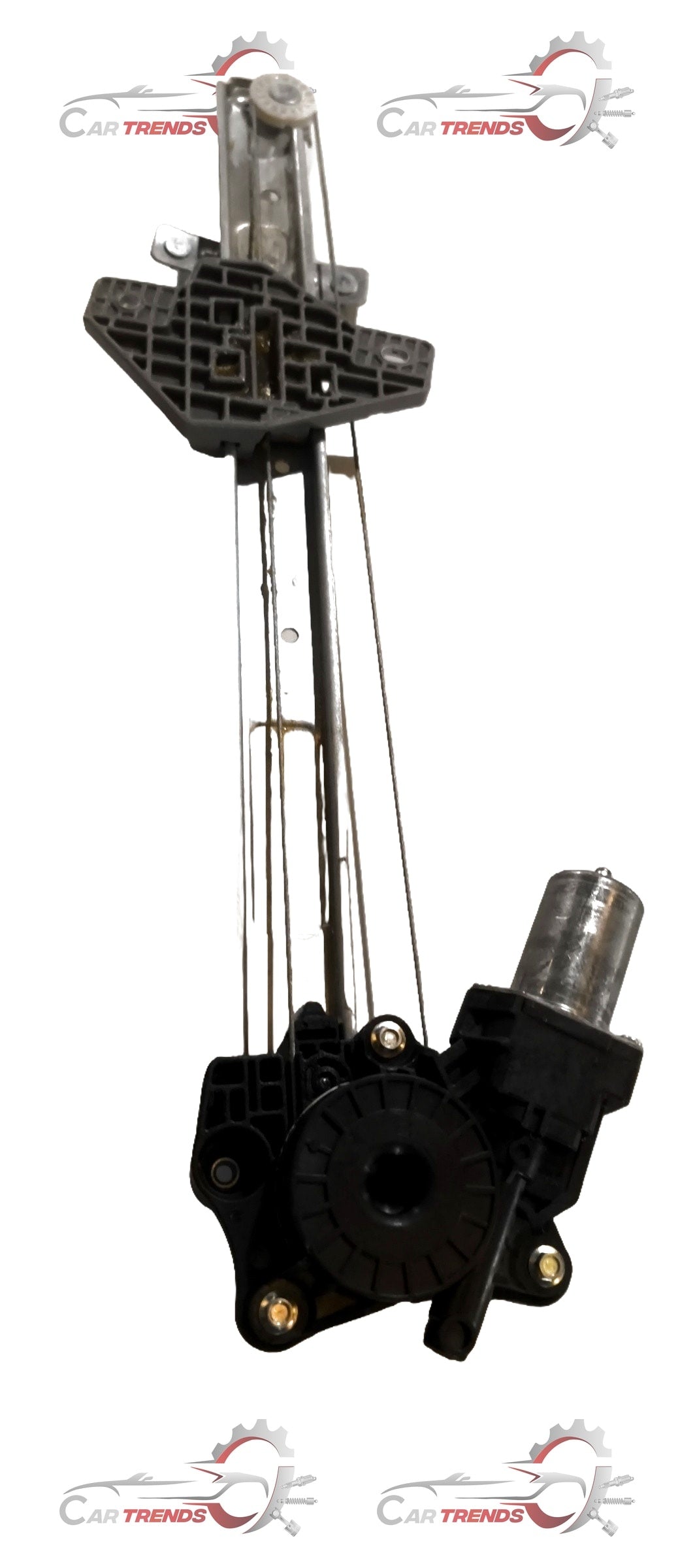 Maruti Suzuki rear window regulator assembly showing metal components and cable mechanism for vehicle window operation.