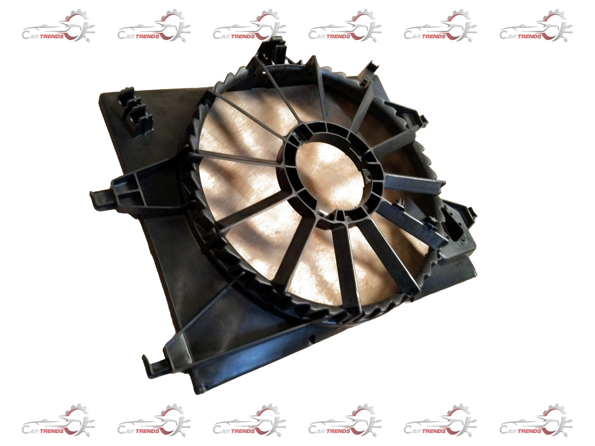 Hyundai Shroud Radiator for I10/Xcent from CarTrends, showing the spare part with metal fins and mounting points.