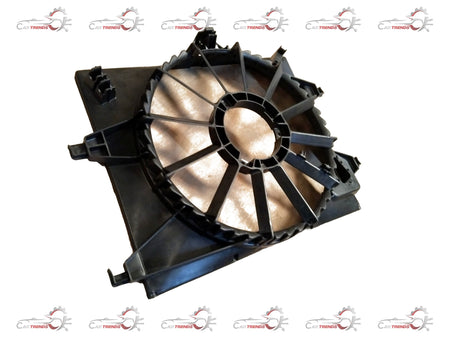Hyundai Shroud Radiator for I10/Xcent from CarTrends, showing the spare part with metal fins and mounting points.
