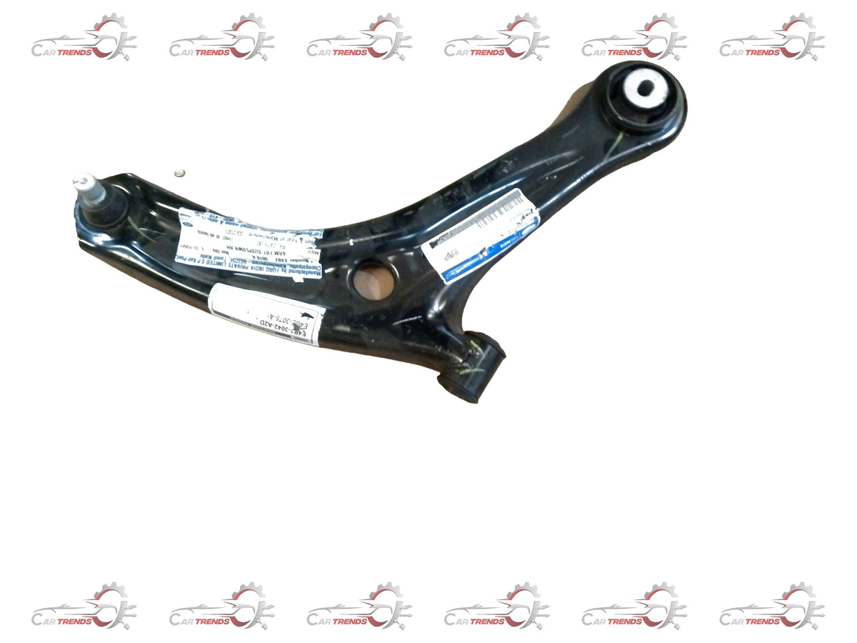 CarTrends front right lower arm for Ford, spare auto part, showing the metal control arm with mounting points and bushings.
