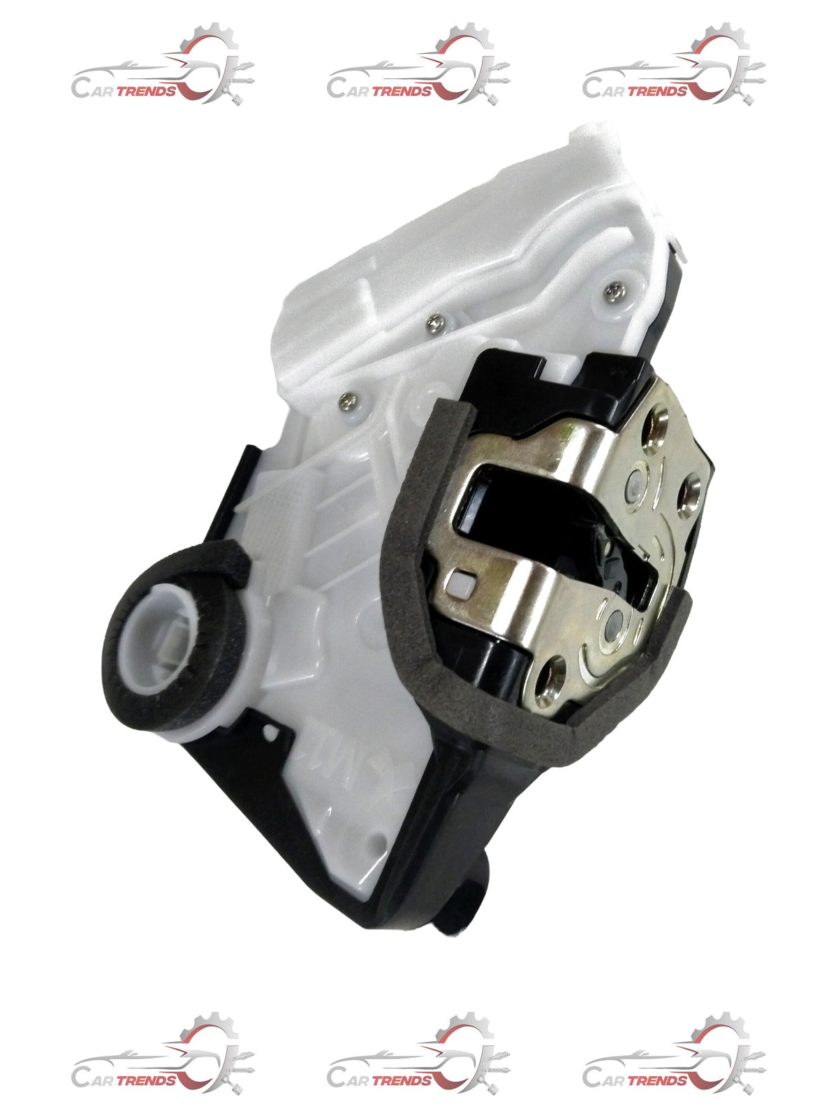 CarTrends City LH front door latch assembly, two views showing the latch mechanism for vehicle door security.