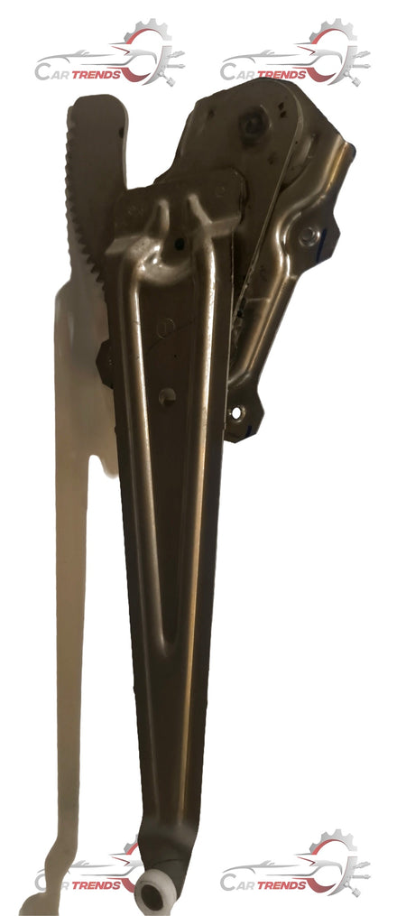 Maruti Suzuki rear left window regulator assembly for Swift, Baleno, Brezza, Dzire models, showing the mechanical parts.