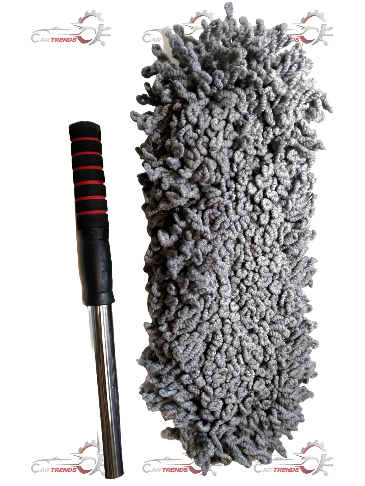 CarTrends car duster with plush microfiber head for effective dust removal from vehicle surfaces.