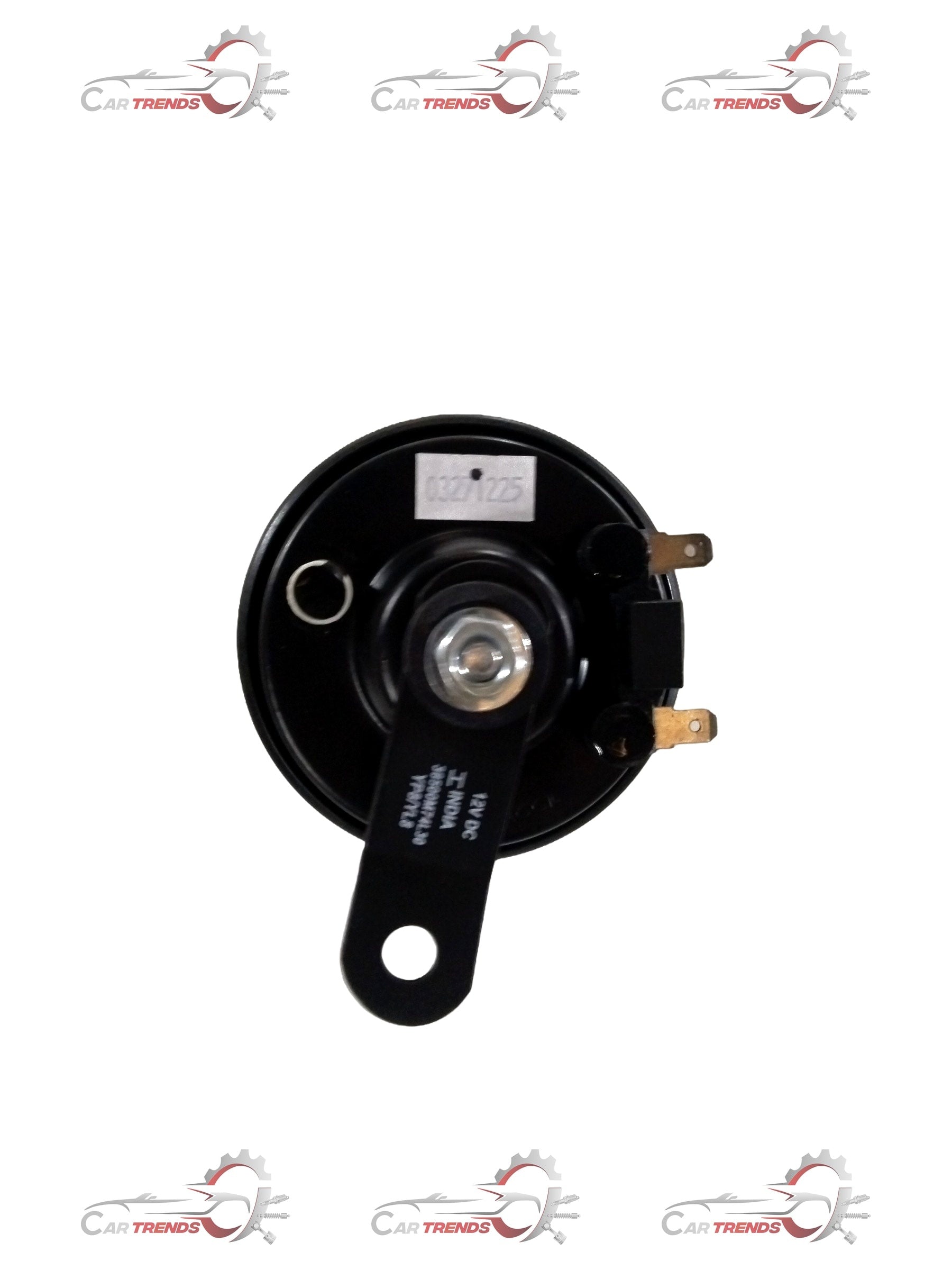 CarTrends high-pitched horn assembly spare part, showing the detailed electrical connections and mounting bracket.