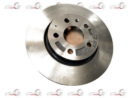 Mahindra Scorpio front brake disc showing the round metal disc with vented design for effective braking.