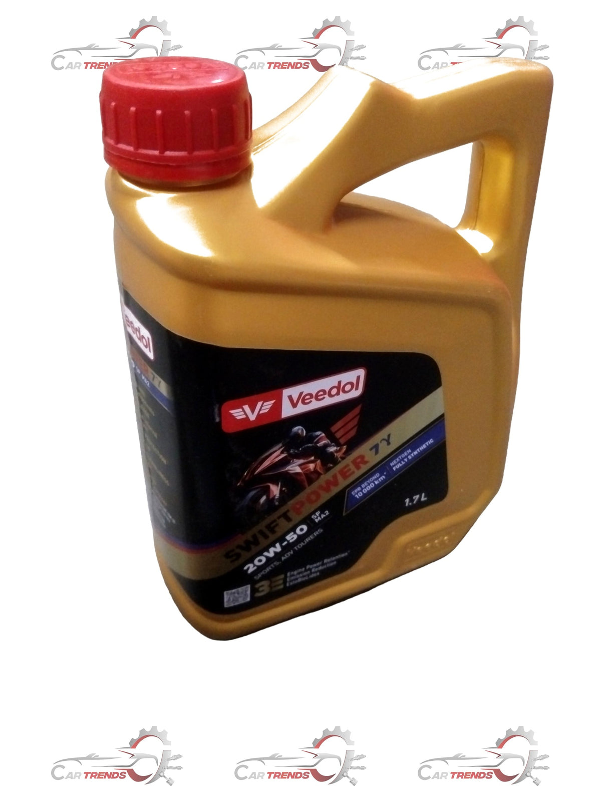 CarTrends Swift Power 7Gama 20W50 motor oil bottles, 6-pack of 1.7L containers, for vehicle engine lubrication.