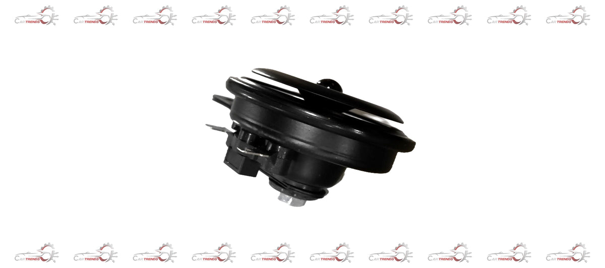 Maruti Suzuki horn assembly with low-pitched design, shown from multiple angles for the vehicle replacement part.