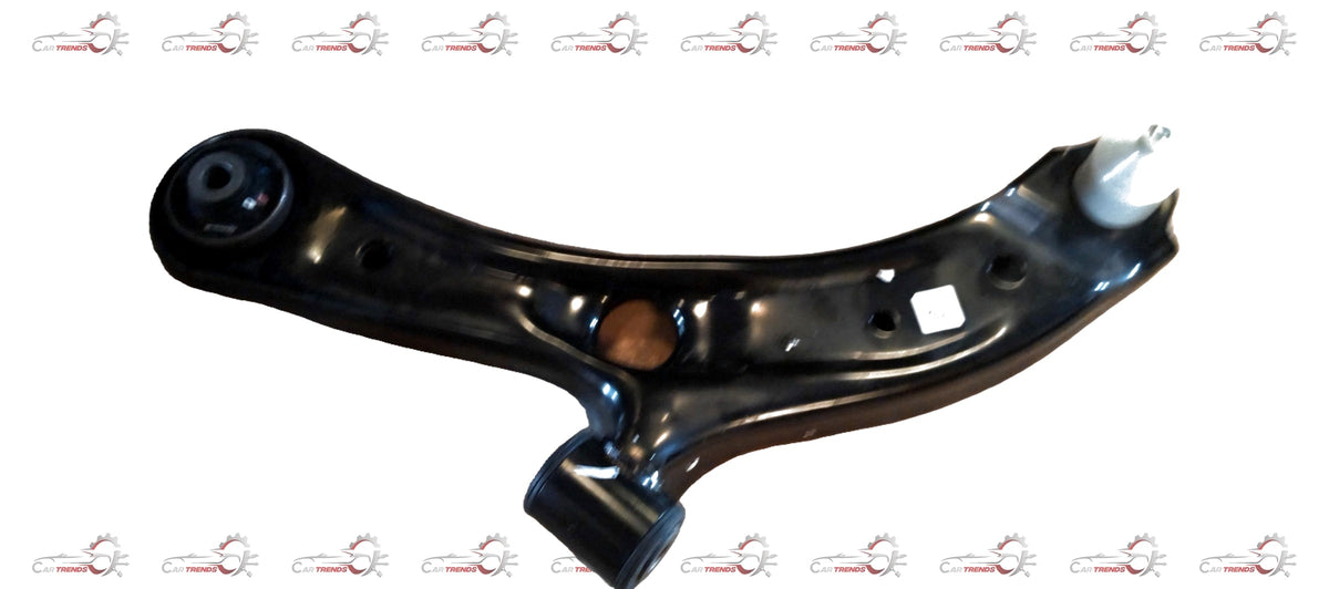 CarTrends left suspension arm for Ciaz/S-Cross 2014-2019, showing the metal component with mounting points and rubber bushings.