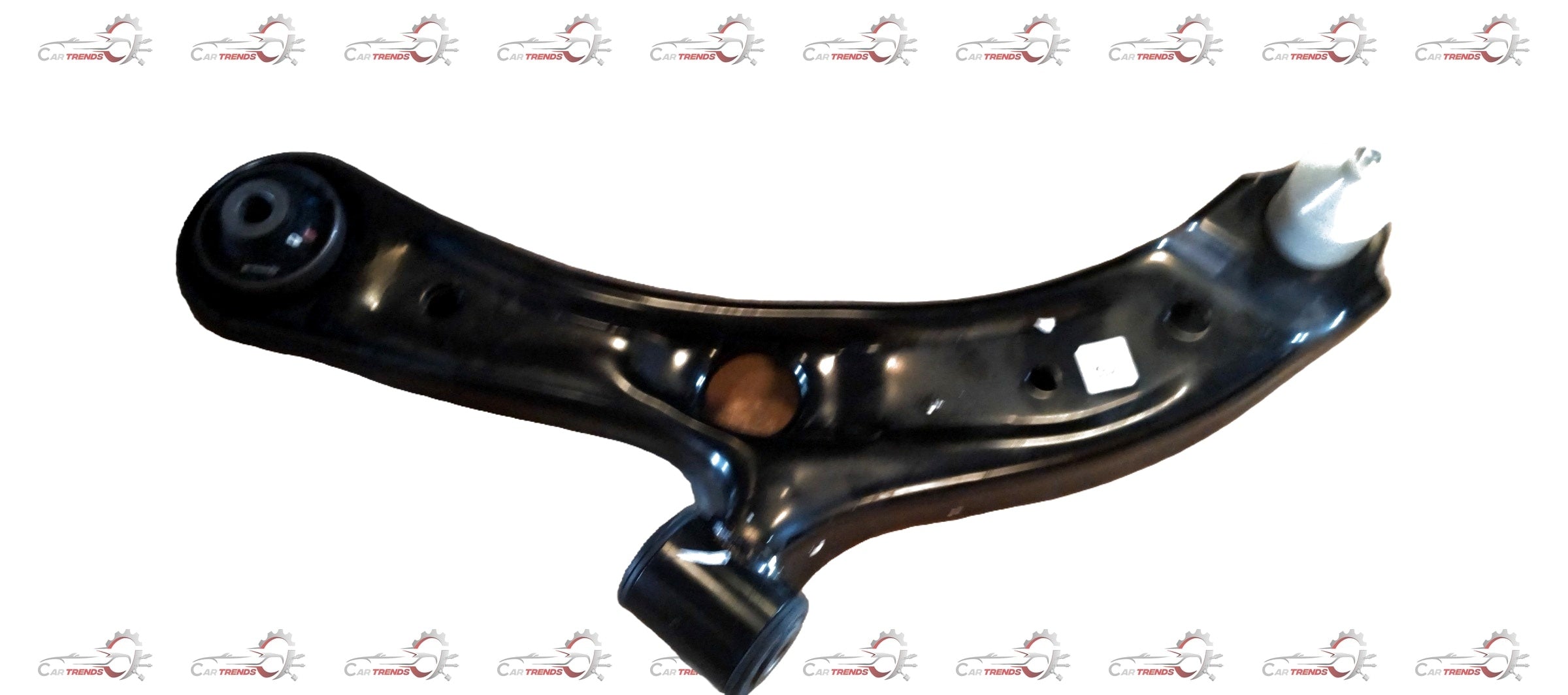 CarTrends left suspension arm for Ciaz/S-Cross 2014-2019, showing the metal component with mounting points and rubber bushings.