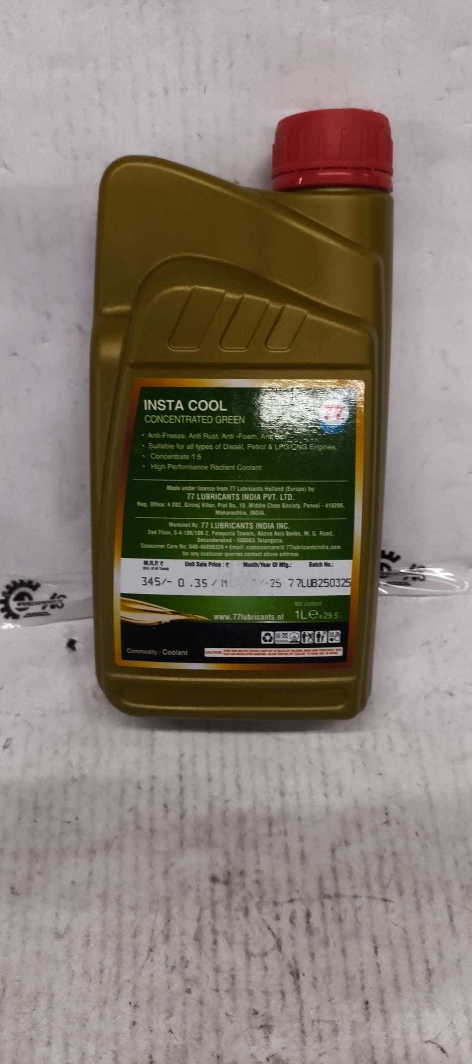 77 Lubricants Insta Cool Green 1x20 bottle, cooling lubricant with green label, designed for industrial or automotive use.