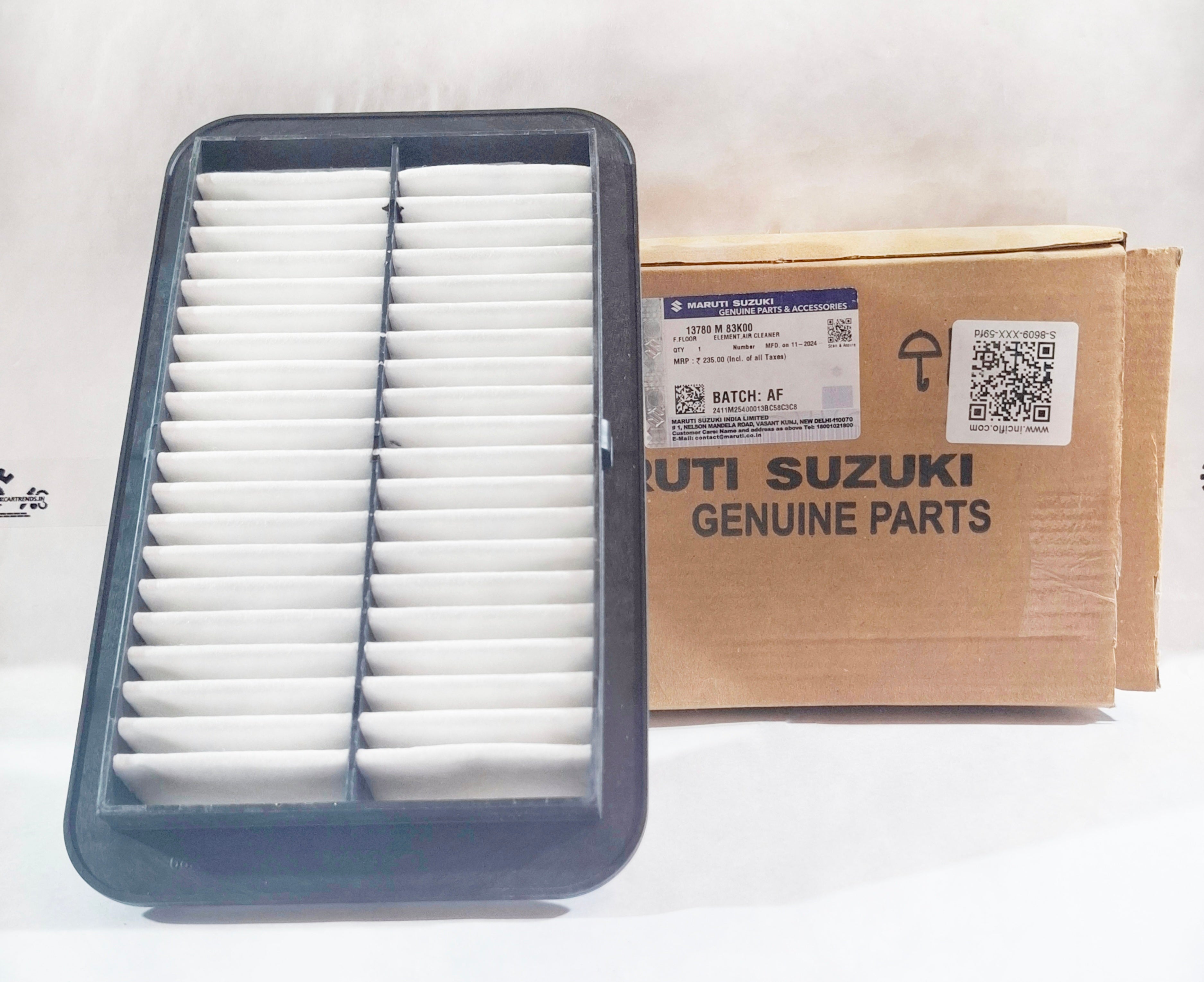 CarTrends Ritz petrol air filter 13780M83K00, showing the left side of the spare part for vehicle airflow filtration.