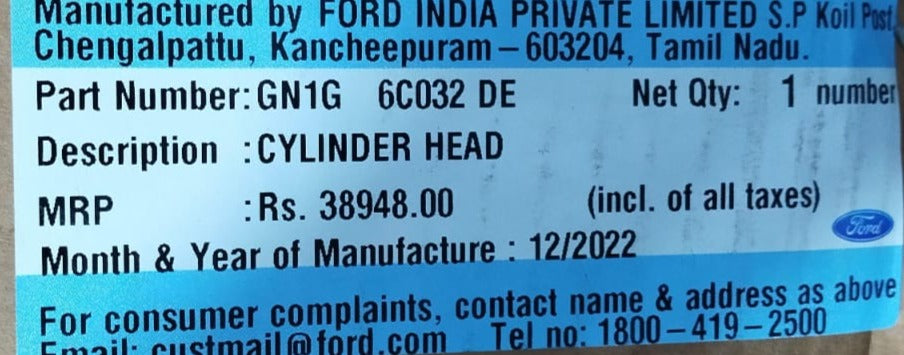 GN1G6C032DE - CYLINDER HEAD ECOSPORTS NEW MODEL