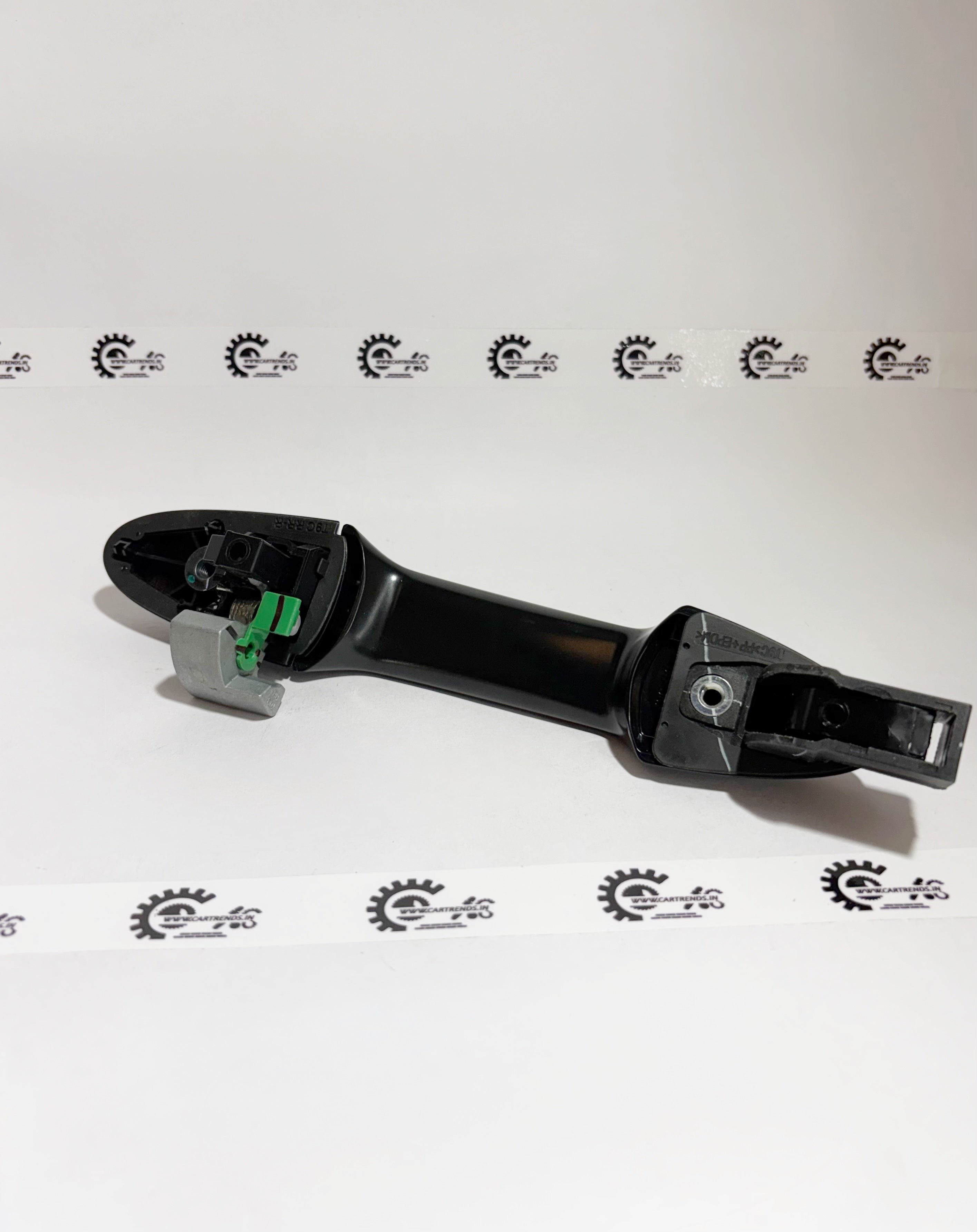 Honda handle assembly for right rear door, showing the exterior handle with black finish and mounting details.