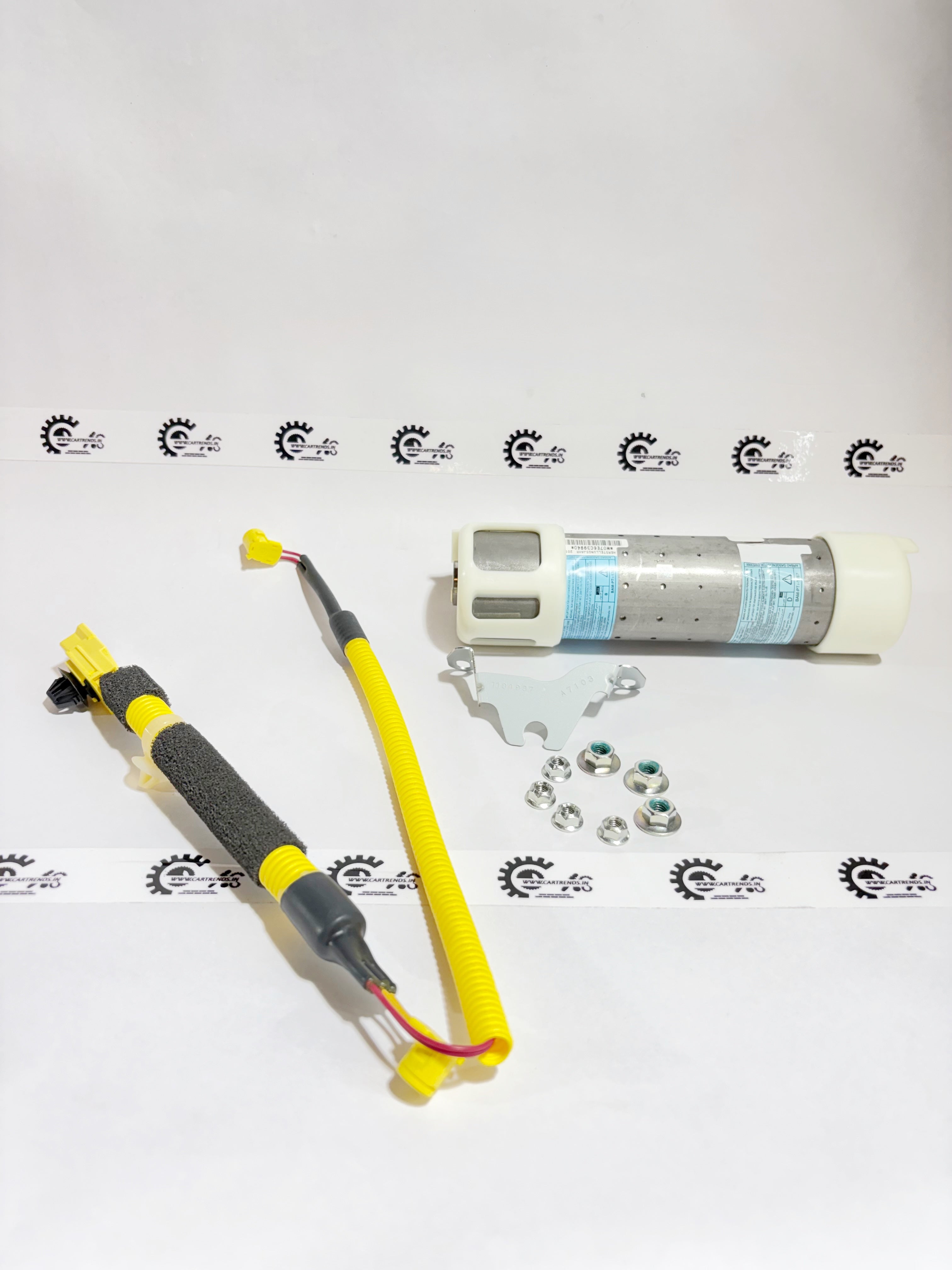 Honda inflator repair kit with compressor components, shown from the left side, for Honda vehicle maintenance.