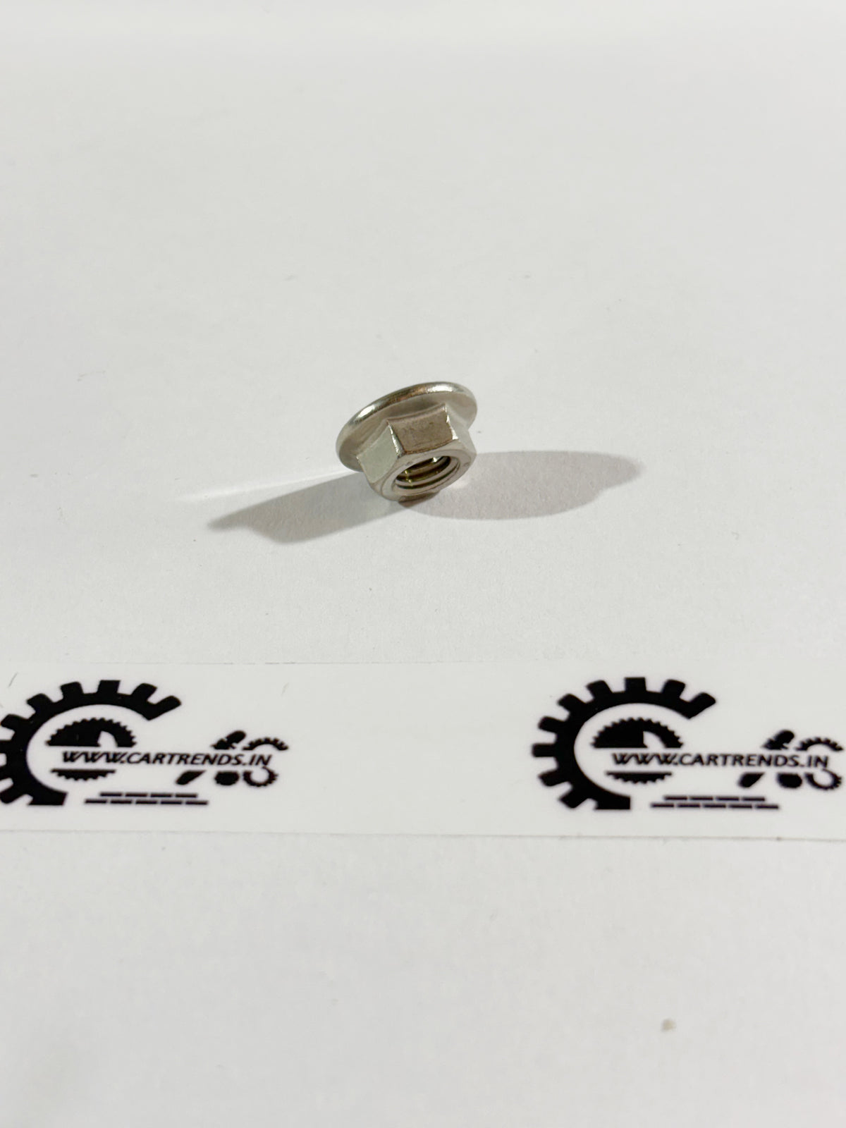 Honda M8 flange nut, model 90336T5A003, shown from the left side, designed for secure fastening and component assembly.