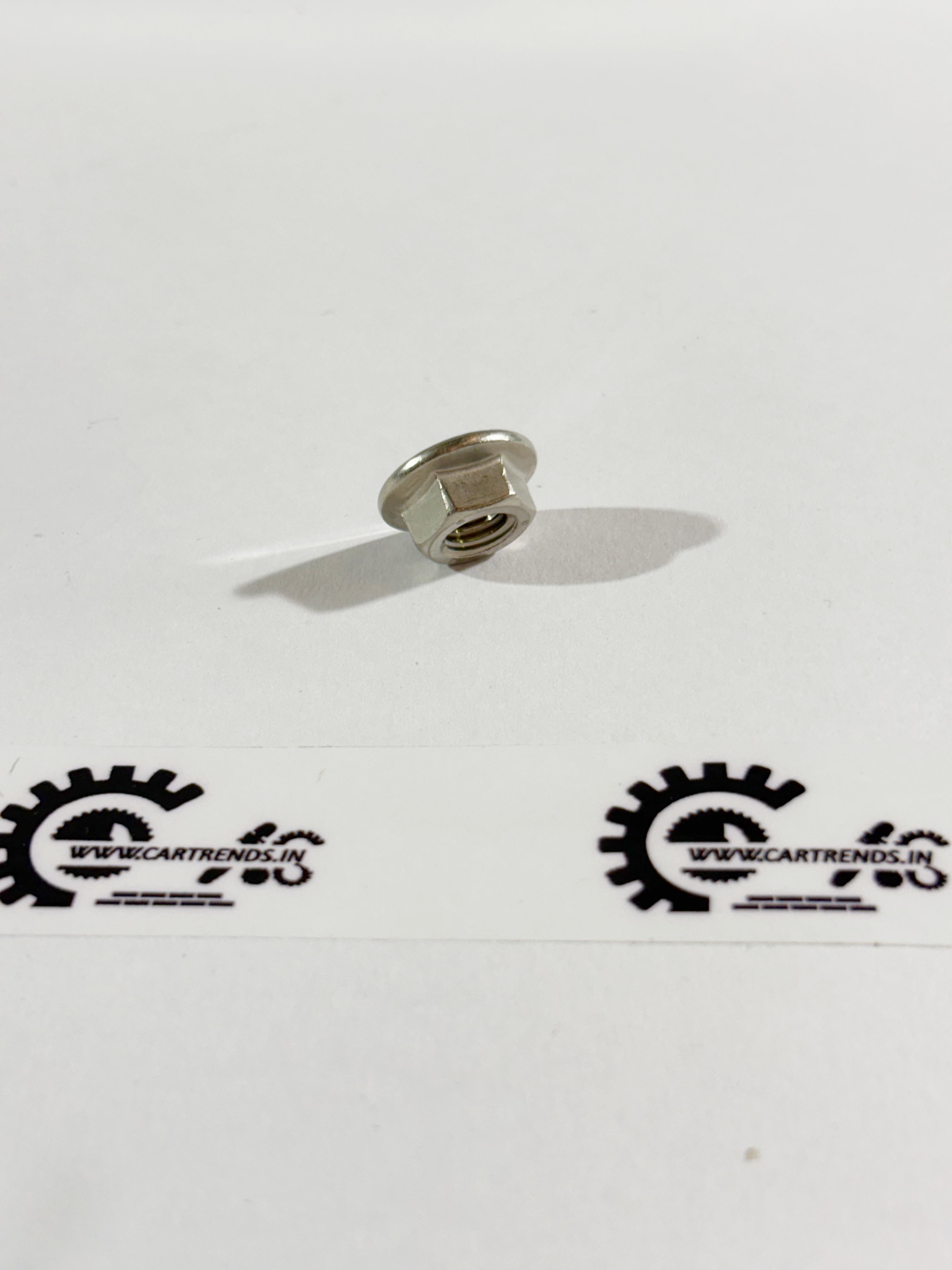 Honda M8 flange nut, model 90336T5A003, shown from the left side, designed for secure fastening and component assembly.