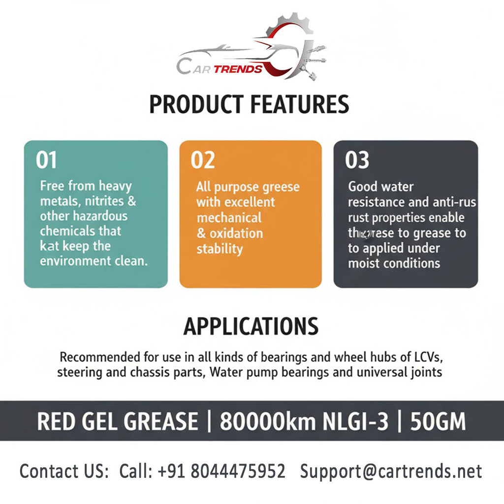 CarTrends Red Gel Grease NLGI-3, 500g | Long Life 80,000 km