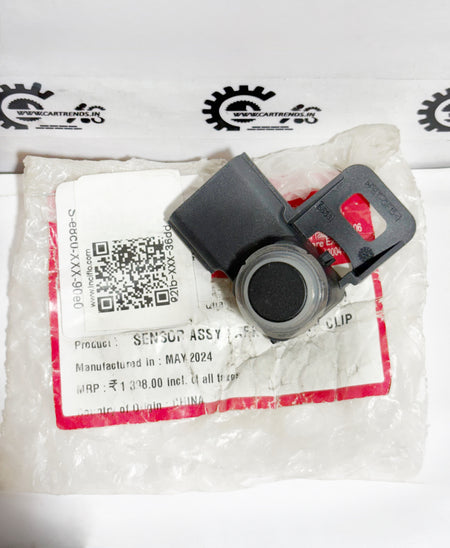 Honda parking sensor assembly with clip, shown from the left side, designed for accurate parking assistance.