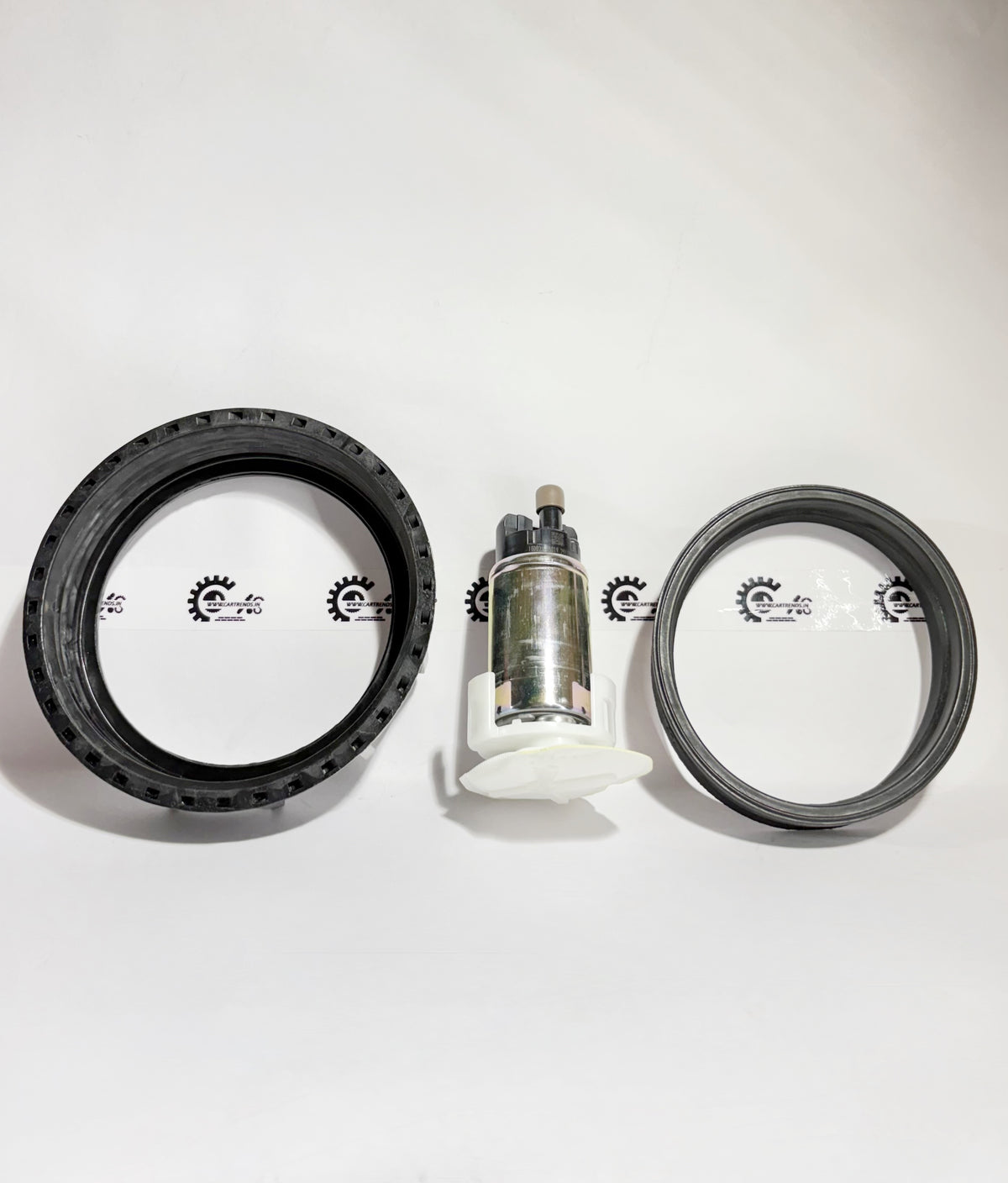 Honda set of fuel pump, lubrication line, and packing, shown from the left side with detailed components and fittings.