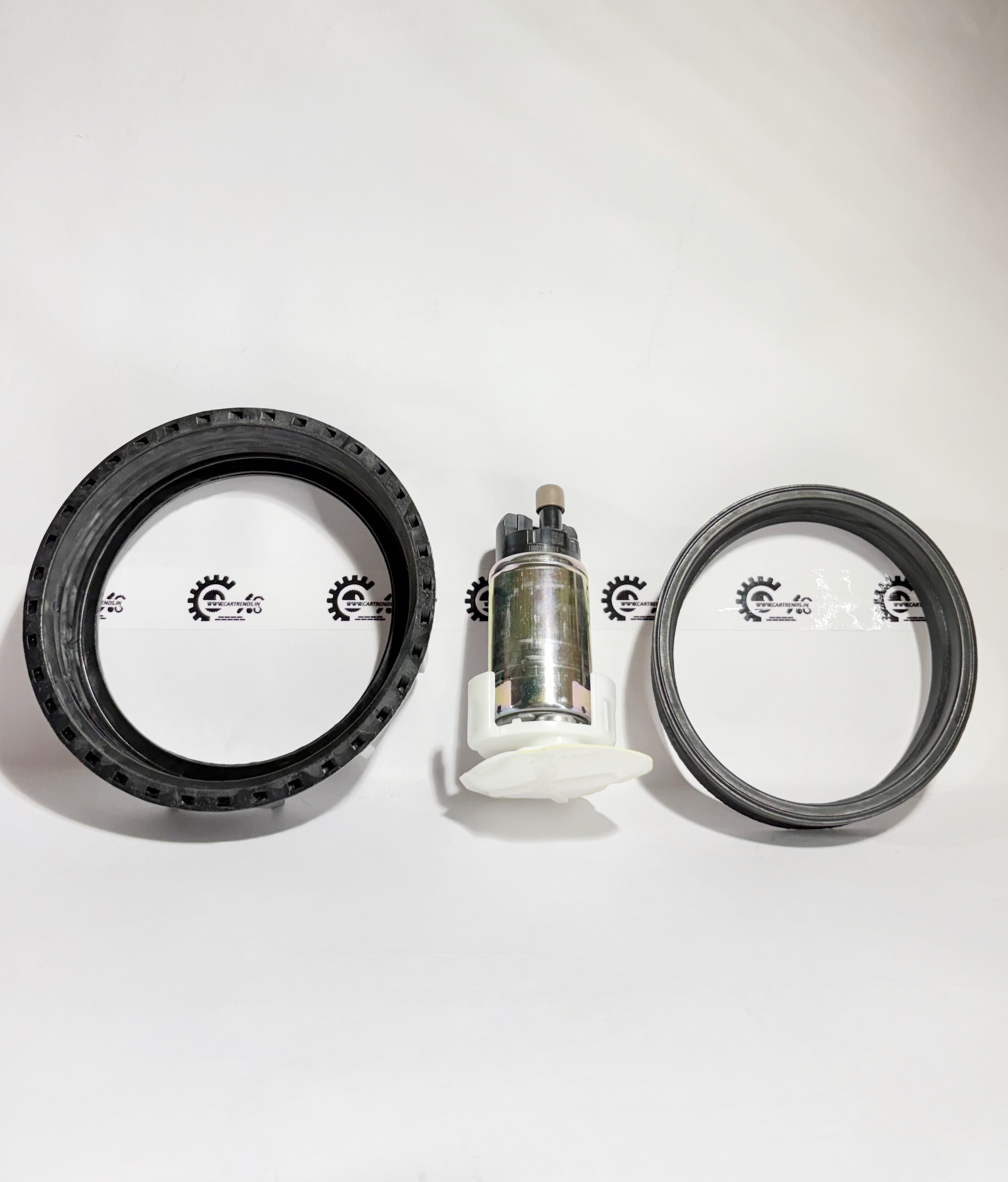 Honda set of fuel pump, lubrication line, and packing, shown from the left side with detailed components and fittings.