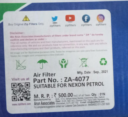 ZA 4077  ZIP- AIRFILTER NEXON PETROL