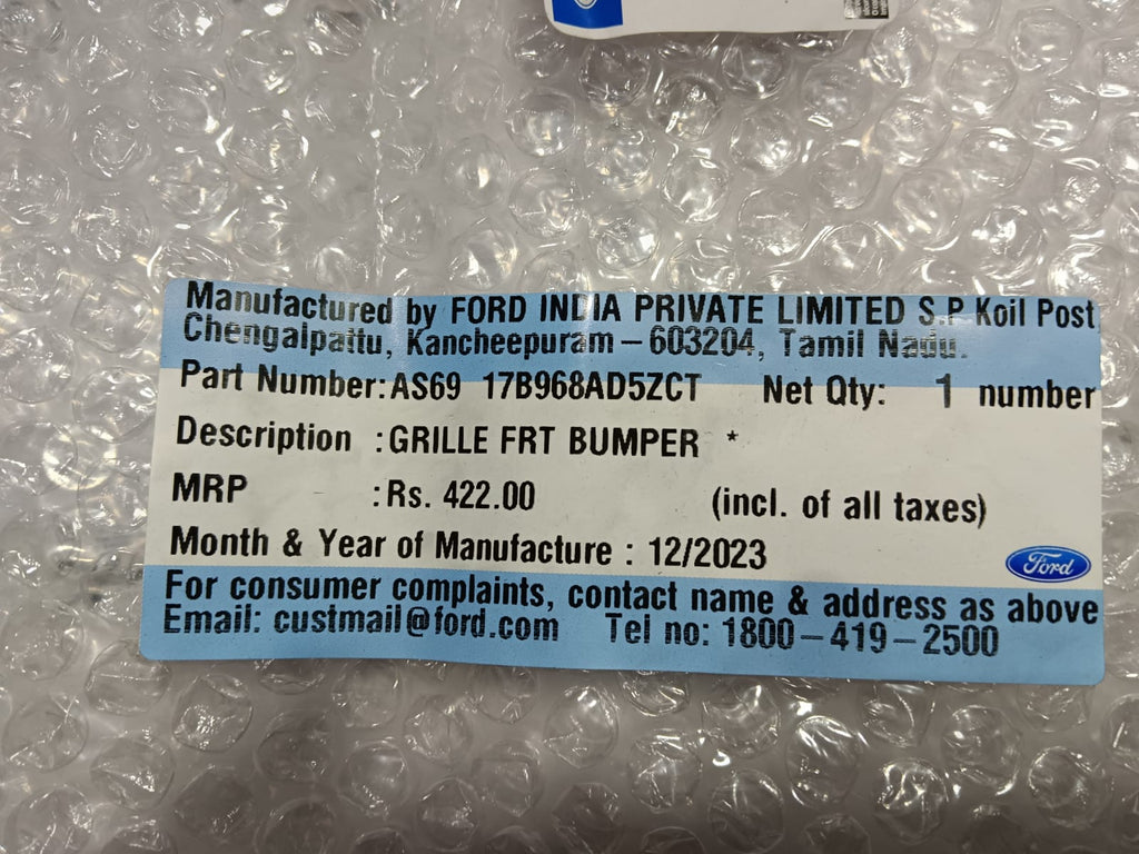 AS6917B968AD5ZCT - FRONT BUMPER GRILLE FIGO