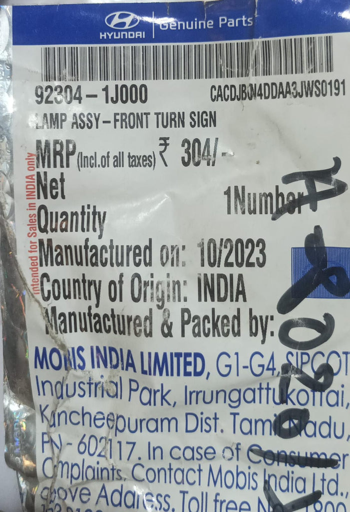 LAMP ASSY-FRONT TURN SIGNAL;RH 923041J000