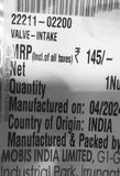 Valve Intake Getz Prime/Santro/I10 Old Model 2221102200