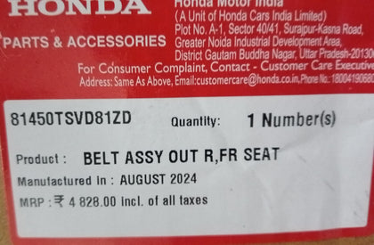 SAFETY BELT OUT R. FR SEAT  AMAZE 2ND GEN  81450TSVD81ZD