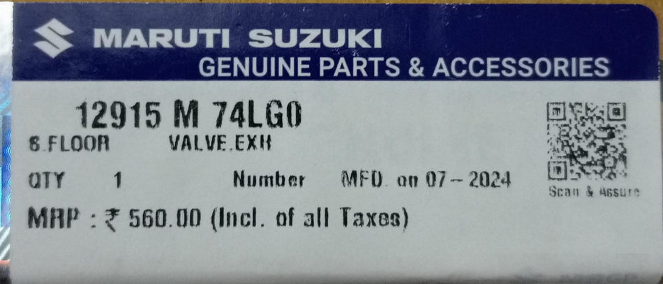 EXHAUST VALVE  ALTO K10 2ND GEN  12915M74LG0
