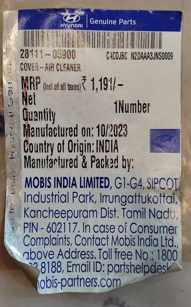 AIR CLEANER COVER SANTRO XING PETROL 2811105900