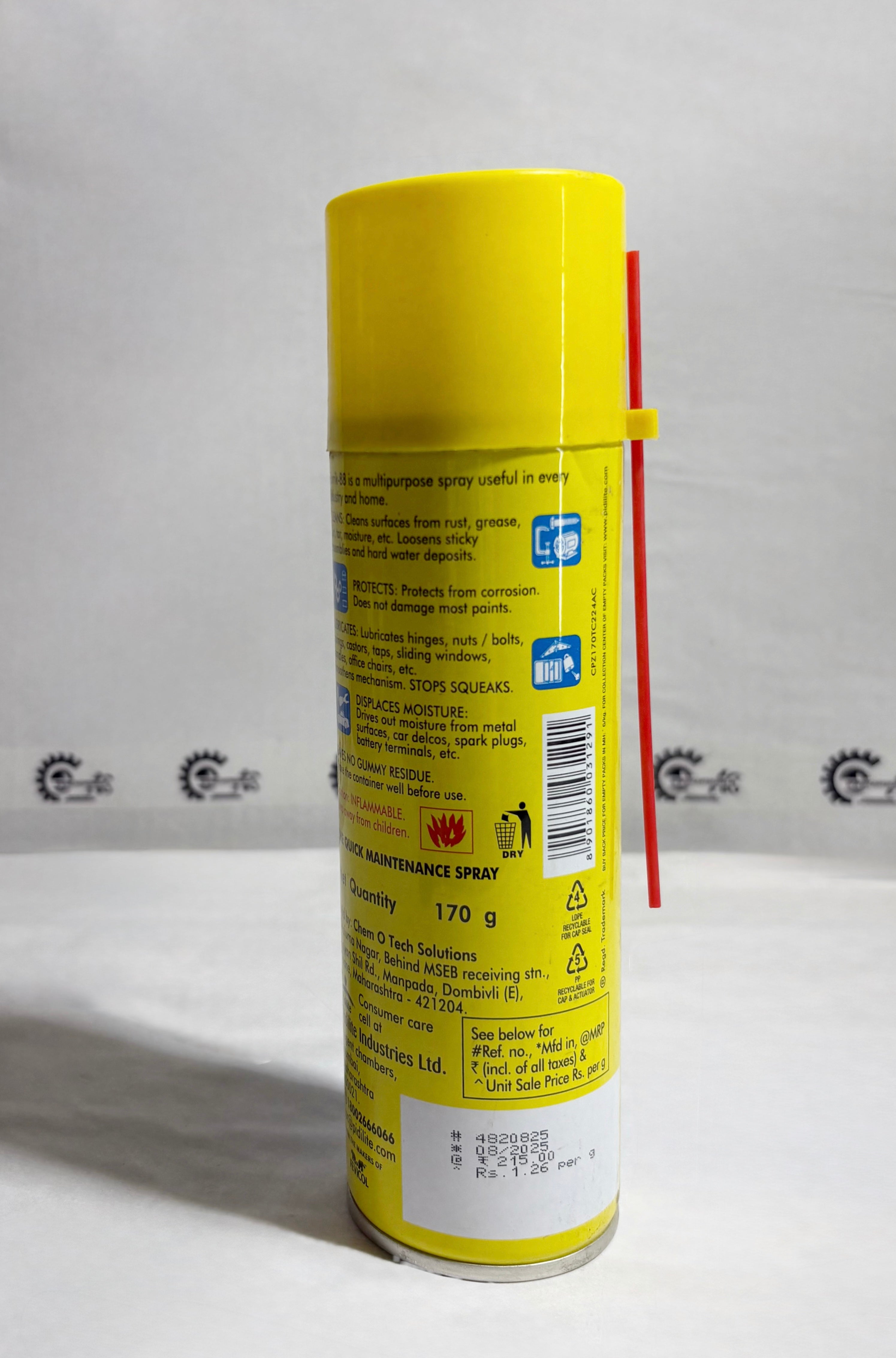 Back view of PIDILITE ZORRIK 88 170 GM adhesive container, showcasing the product's label and packaging design.