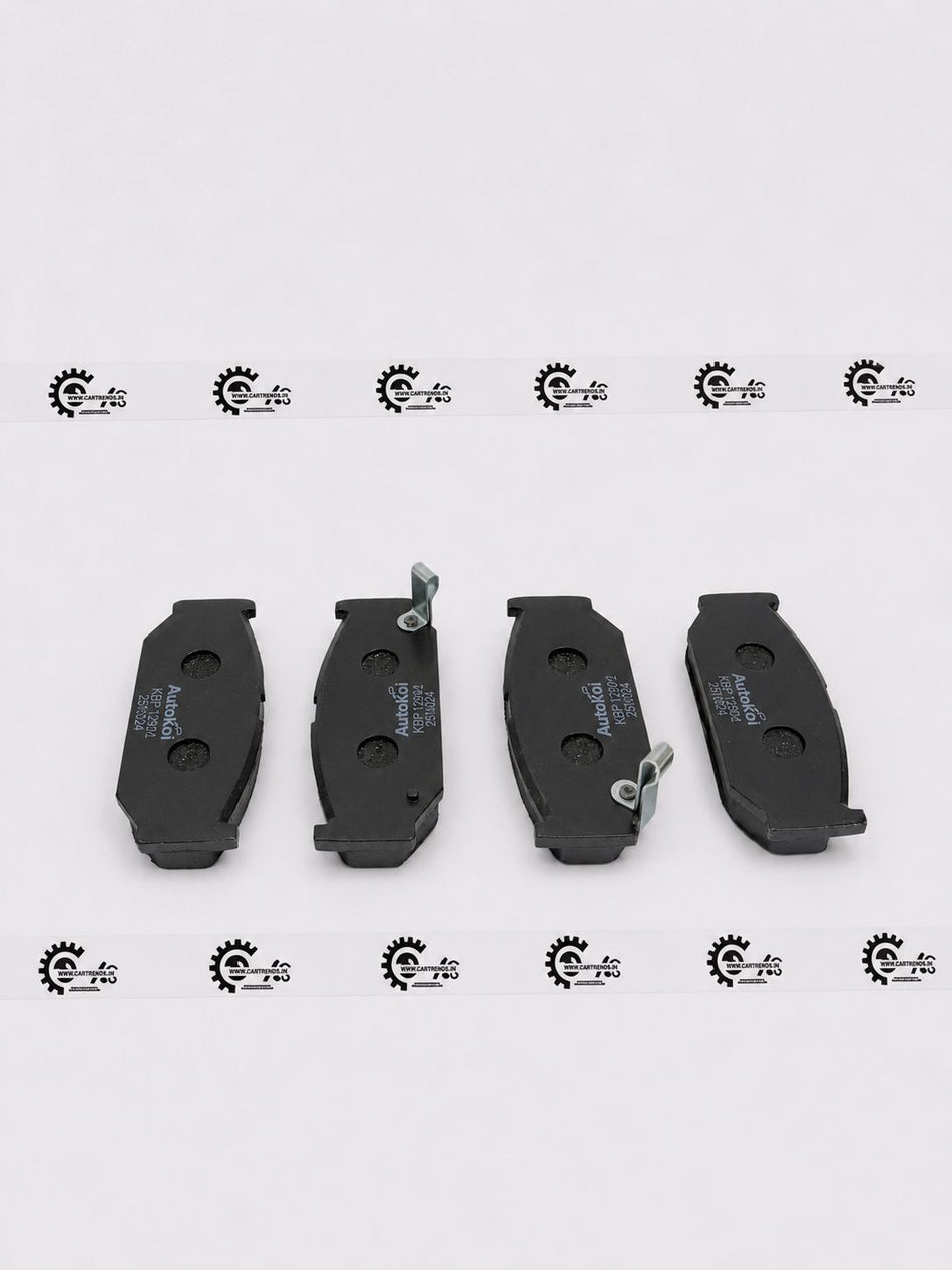 AUTOKOI brake pads and shoe KBPF17002, automotive brake components with detailed metal and rubber parts visible.