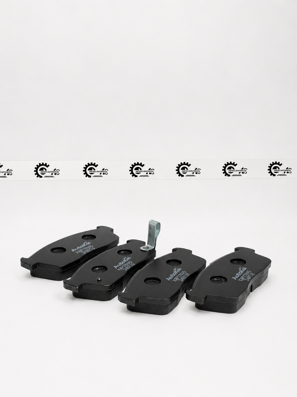 AUTOKOI brake pads and shoe KBPF17005 for vehicle braking system, black and metal components, detailed close-up image