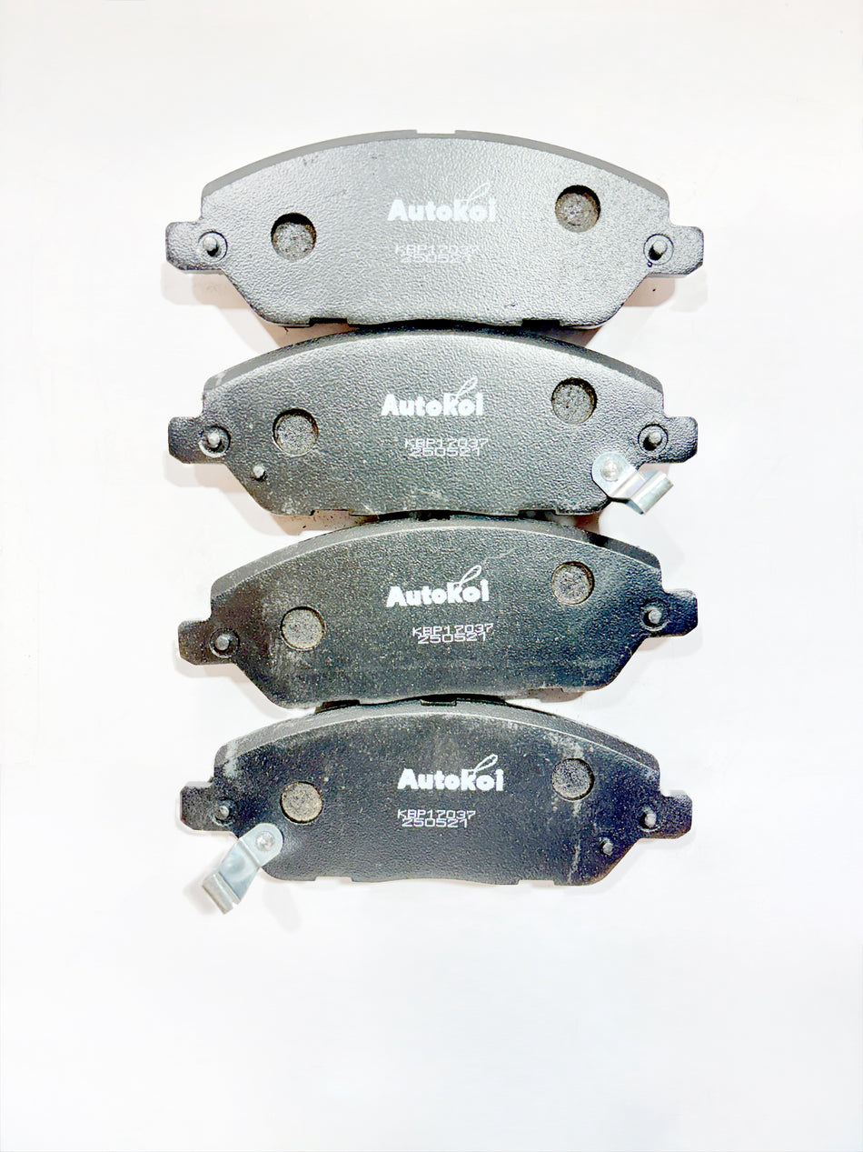 AUTOKOI brake pads and shoe KBPF17037, automotive brake component with detailed surface texture and mounting features.