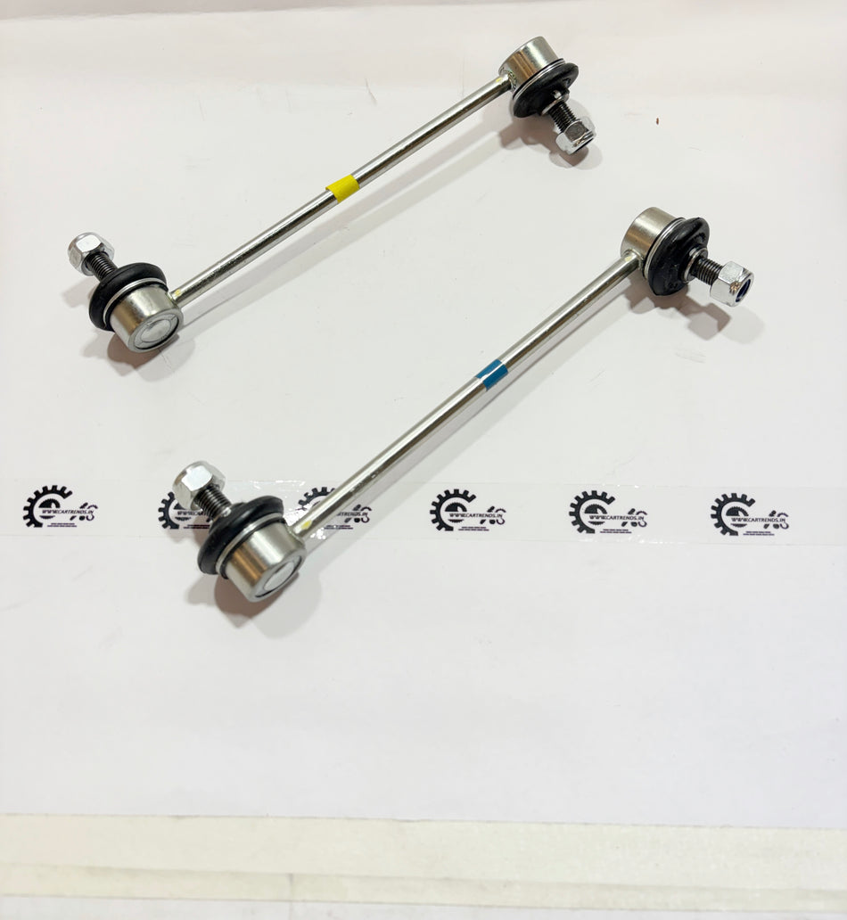 Pair of AUTOKOI front stabilizer links for vehicle suspension, shown in black metal with mounting points.