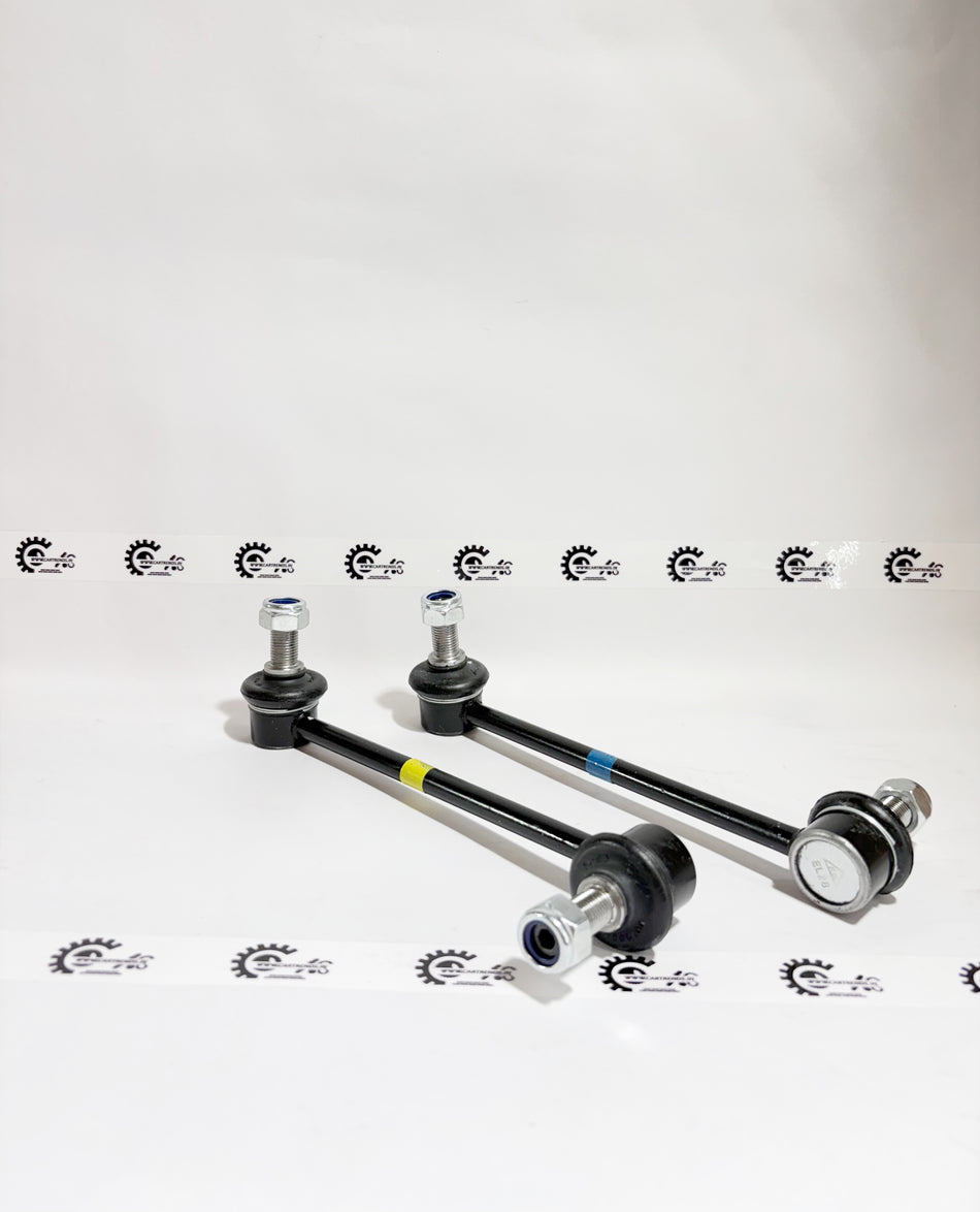 AUTOKOI rear stabilizer link assembly pair, KMMF3094, for vehicle suspension, showing close-up of the metal links with rubber bushings.