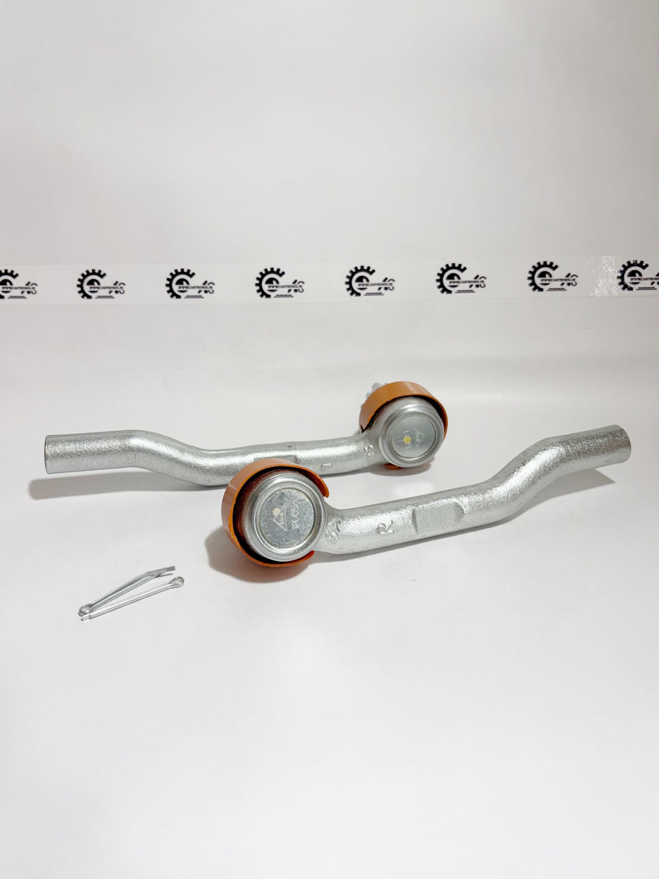 Pair of AUTOKOI Tie Rod End Assy for automotive steering, shown in black with metal joints and rubber boots.