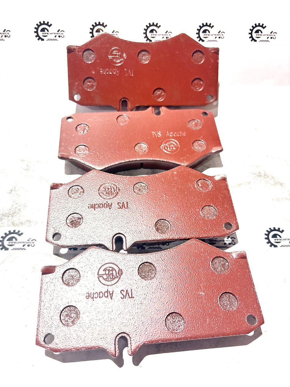 CarTrends brake pad set showing four brake pads with metal backing plates and friction material for vehicle braking systems.