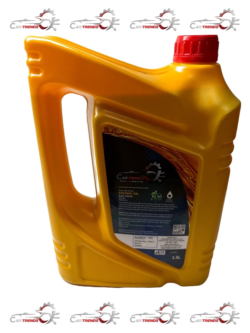 Universal CARTRENDS 0W20 car engine oil in a 3.5-liter container, suitable for various vehicle engines.